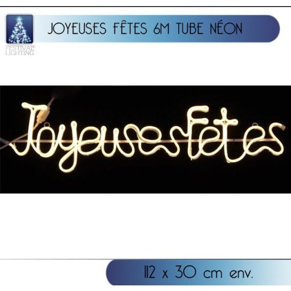 Joyeuse fetes lumineux tube néon blanc, Deco Noel Exterieur - Badaboum
