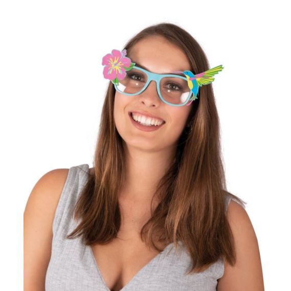 PAIRE DE LUNETTES HIPPIE FLEURS ROSES STRASS FEMME