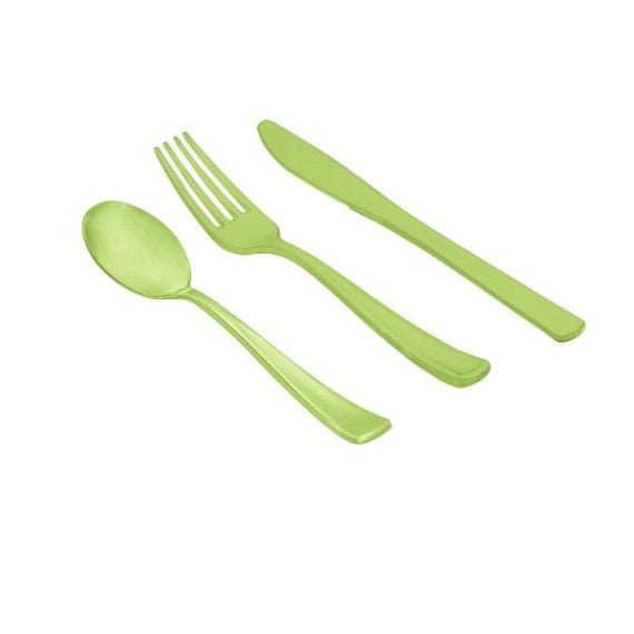 Couvert plastique rigide pas cher Vert Anis x 18, vaisselle