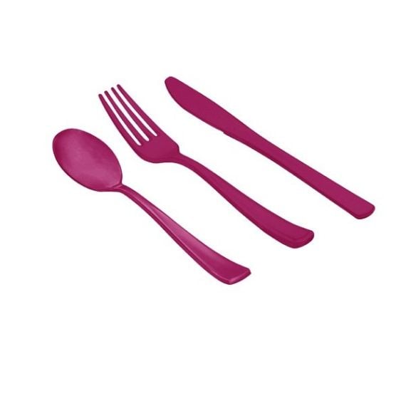 Ménagère couvert plastique fuchsia 30 pièces - DECO TABLE TENDANCE