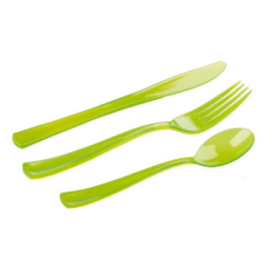 Couvert plastique rigide pas cher Vert Anis x 18, vaisselle