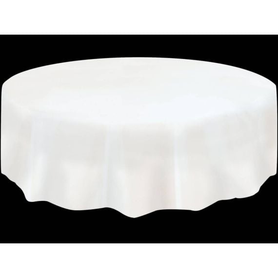 Nappe en plastique ronde Blanche 210cm, nappe mariage - Badaboum