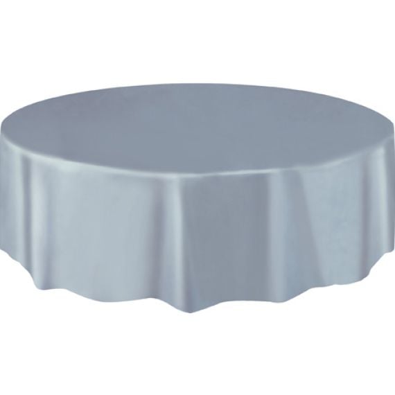 Nappe ronde en plastique Argent 210cm, nappe pas cher - Badaboum