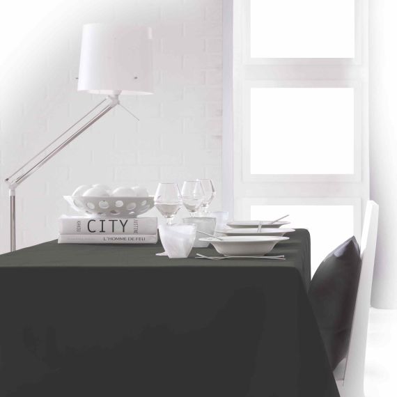 Nappe Transparente Rectangulaire Fleur Noir