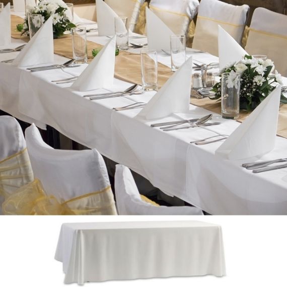 Nappe rectangulaire blanche 180x300cm, nappe traiteur pas cher - Badaboum