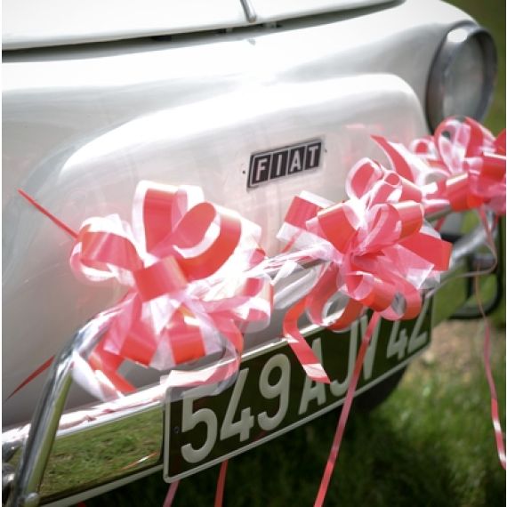 Lot De 2 Nœuds De Voiture En Soie Simulation Rose - Décoration Mariage - Pour Poignée De Porte, Rétroviseur
