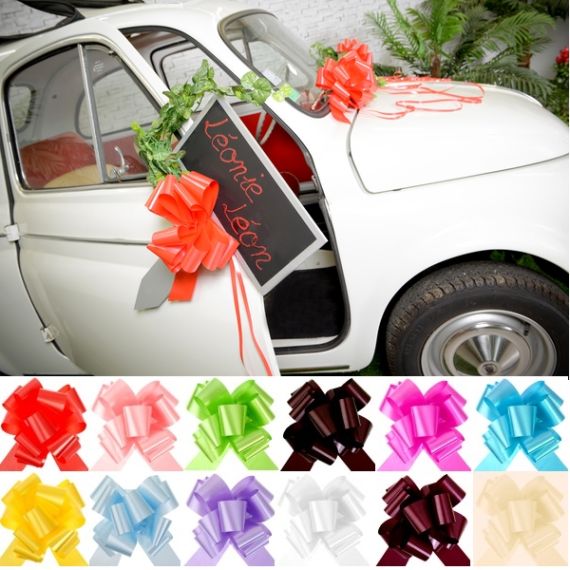 Mini noeud a tirer pour voiture mariage, decoration mariage - Badaboum