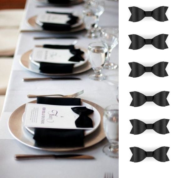 6 Noeuds papillon Noir Decoration mariage - Badaboum