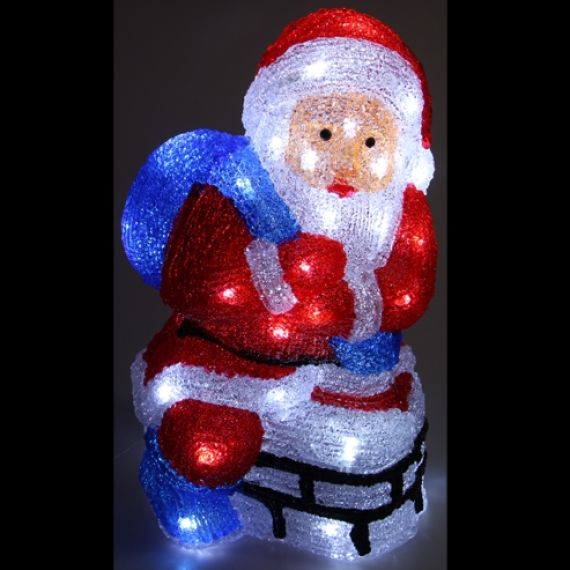 Pere noel dans cheminée acrylique solaire 40 LED, decoration noel - Badaboum