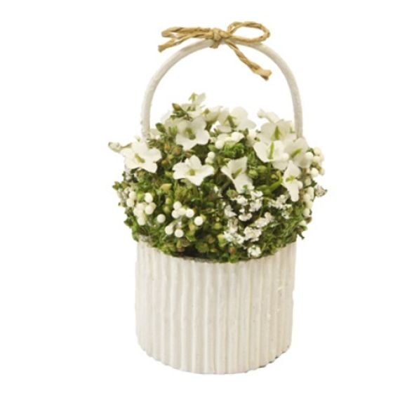 Panier de Composition fleurs séchées blanches pour deco de table mariage -  Badaboum