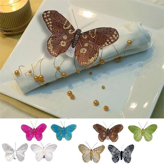 Papillon déco pas cher sur pince x6, deco table mariage - Badaboum