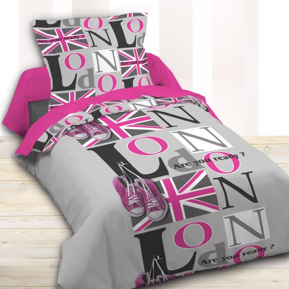 Housse de couette fille Pink London, Parure de couette pas cher