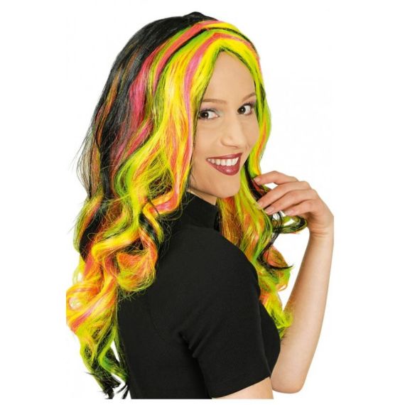 Perruque Cheveux Long Rouge et Noire accessoire pour deguisement