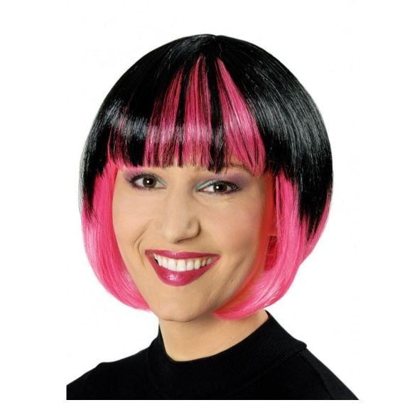 Perruque Foxy Noir et Rose accessoire deguisement pas cher
