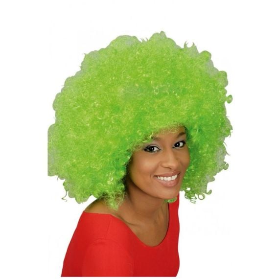 Perruque Lucie Afro Geant Vert Fluo accessoire de fete pas cher