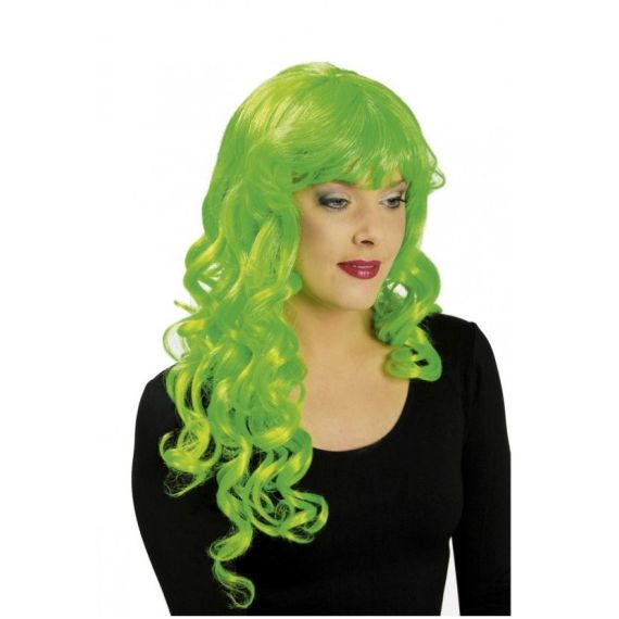 Perruque Peggy Vert Fluo accessoire de fete pas cher Badaboum