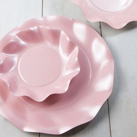 Petite assiette en carton pas cher Vague Rose 21cm, vaisselle