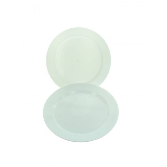 Petite assiette plastique ronde réutilisable blanche, vaisselle jetable-  Badaboum