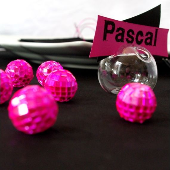 Petite boule a facette Fuchsia, decoration mariage - Badaboum