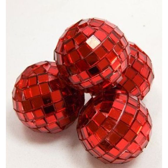 Petite boule a facette Rouge, decoration mariage - Badaboum