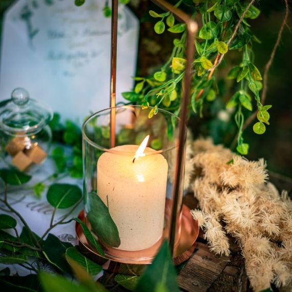 Photophore Broom en verre rose gold , decoration de mariage - Badaboum