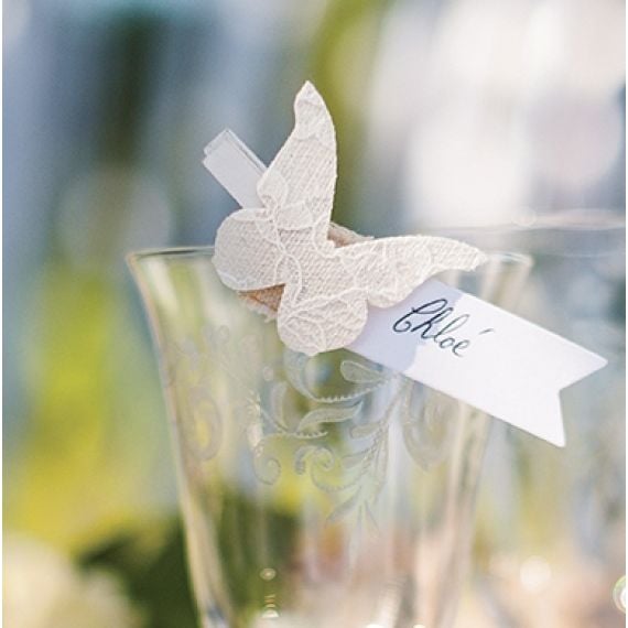 Papillon déco pas cher sur pince x6, deco table mariage - Badaboum