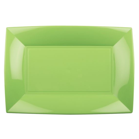 Plateau en plastique rectangulaire Vert anis 34x23cm, vaisselle jetable -  Badaboum