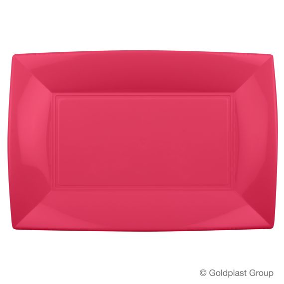 Plateau plastique rectangle Corail, vaisselle jetable - Badaboum