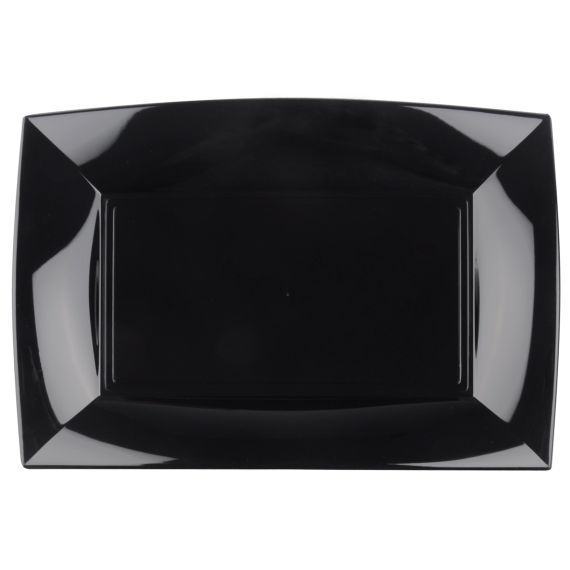 Plateau plastique rectangulaire Noir 34x23cm, vaisselle jetable