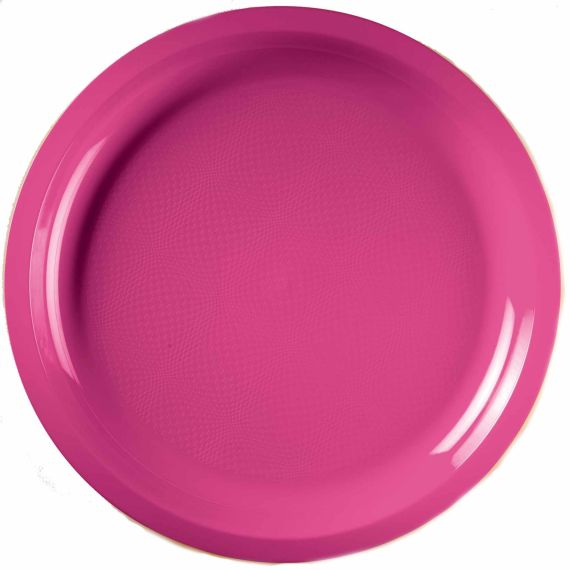 Assiette plastique rose fuchsia 22 cm x20, vaisselle jetable - Badaboum