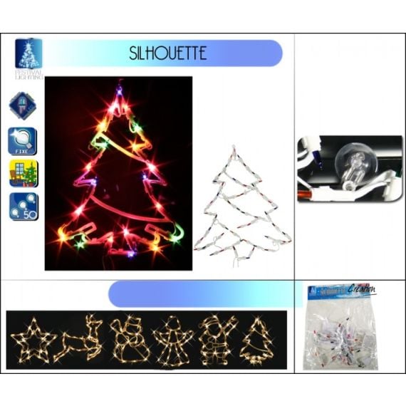 Silhouette électrique pour fenetre 20 Lampes, deco Noel - Badaboum