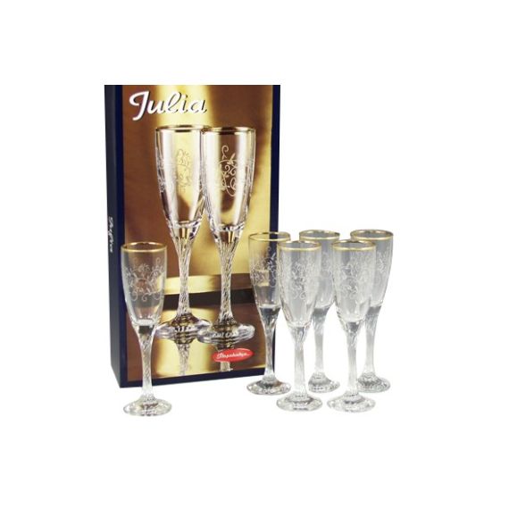 6 flutes à champagne JULIA , verres jetables Badaboum