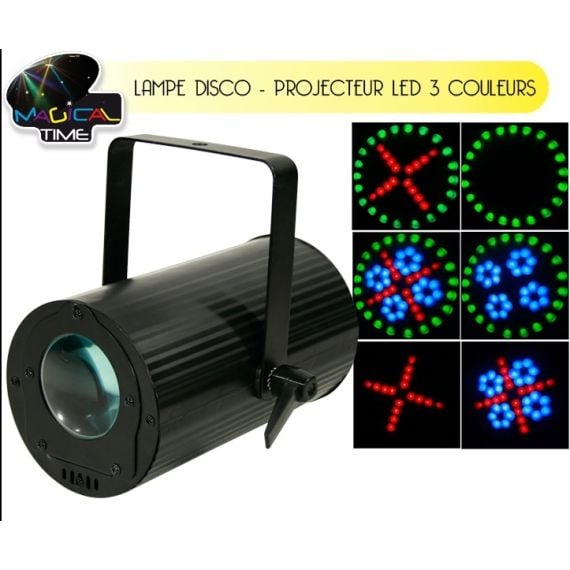 Projecteur LED disco 3 W à motifs mobiles et 3 coloris