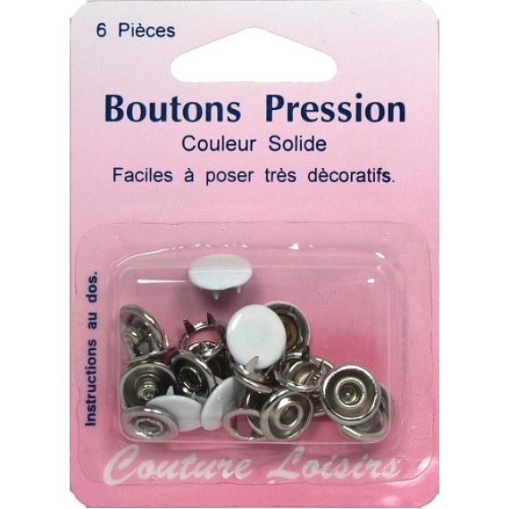 bouton pression métal - 11mm - Blanc