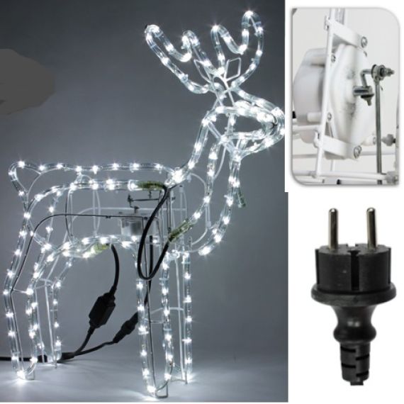 Renne lumineux Noël extérieur LED, blanc lumière de cerf debout