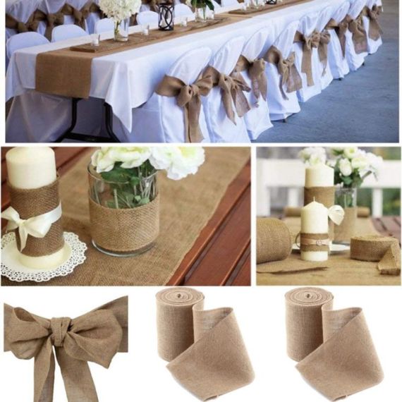 Ruban de table mousse sur jute, decoration mariage - Badaboum