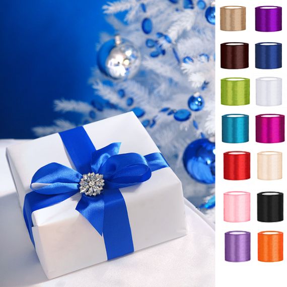 2 rouleaux de ruban satin pour vos cadeaux et décoration Blanc [ Largeur 1  cm ]