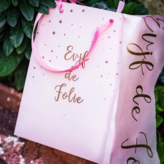 Sac cadeau EVJF rose gold paillette Deco mariage Badaboum