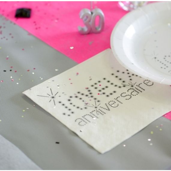 Serviette papier Joyeux Anniversaire OR - Vaisselle jetable pas cher