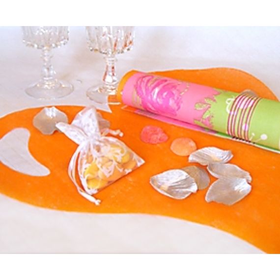 Serviettes de table en tissu – Coeurs et Pois – Bleu, Orange et