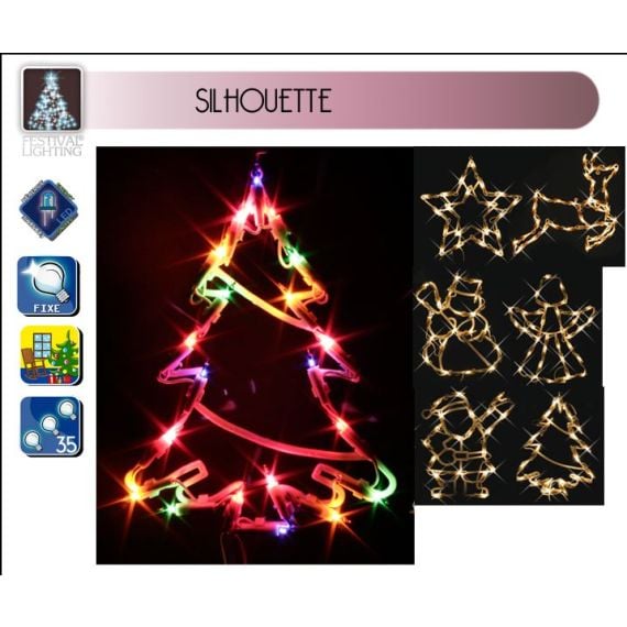 Achat Silhouette de Noel lumineuse pour Fênetre avec 35 Lampes