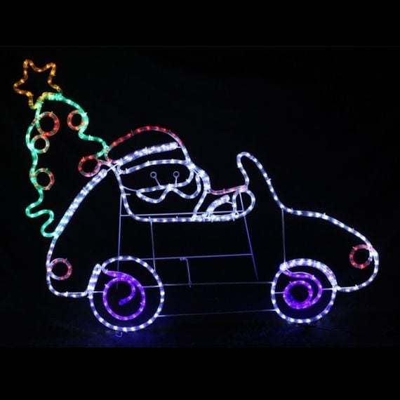 Décoration Voiture combi père noel lumineux