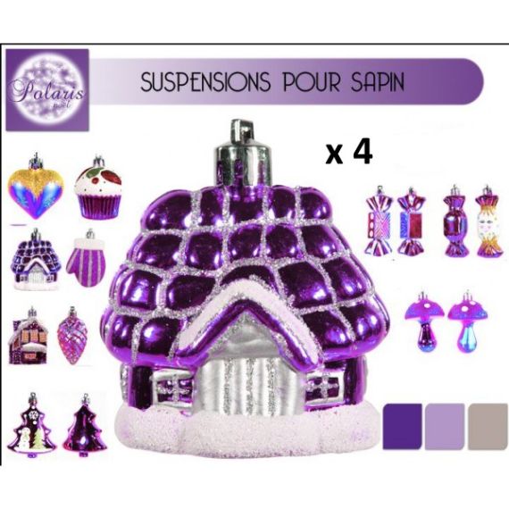 Suspension originale sapin de Noel Polaris x 4 pièces, décoration noel