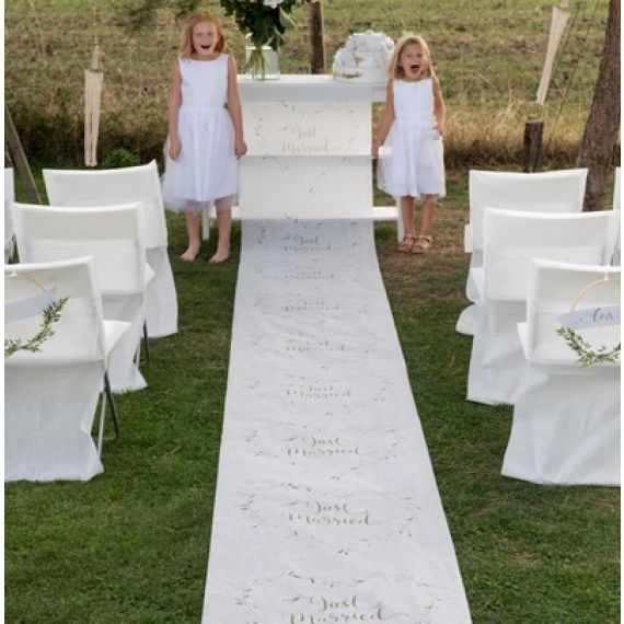 Tapis d'Eglise Just Married Métallisé 10m,decoration mariage - Badaboum