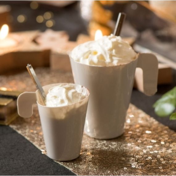 Tasse à café désign jetable Taupe x 12, vaisselle plastique pas cher