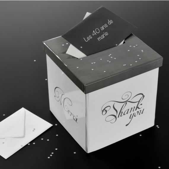 Urne Mariage Merci Noir et Blanc , decoration mariage - Badaboum