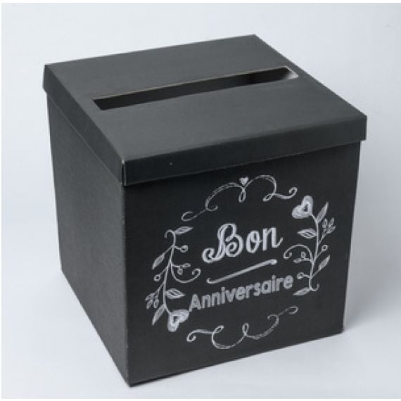 Urne mariage Noir Bon Anniversaire, Decoration mariage - Badaboum