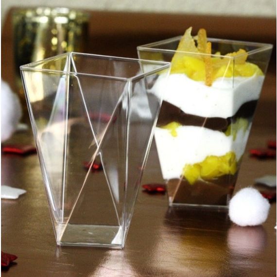 Verrine en plastique Diamant Transparent, vaisselle jetable - Badaboum