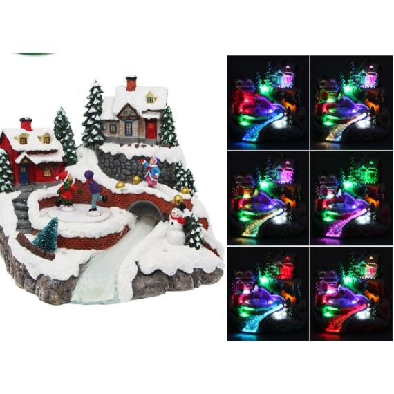 Village De Noël Lumineux 10 Pièces Avec LED à Piles - Bâtiments Et Figurines Décoratives, Ambiance Festive