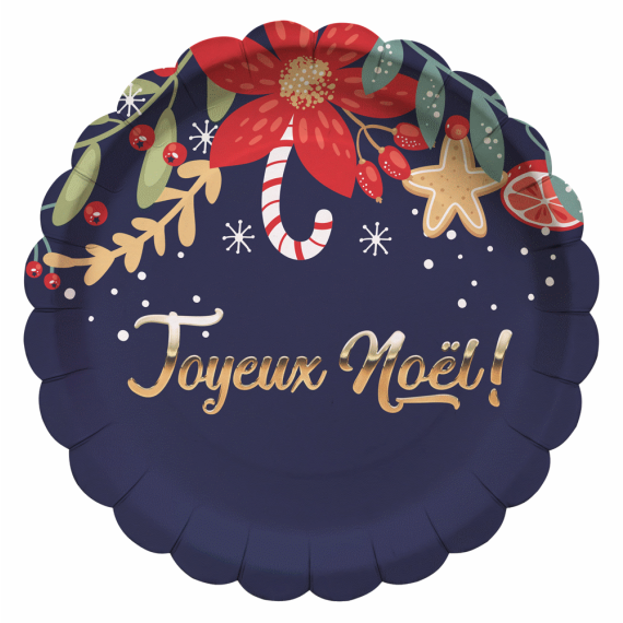 10 Assiettes en carton Joyeux Noël 22.5 cm - Vegaooparty